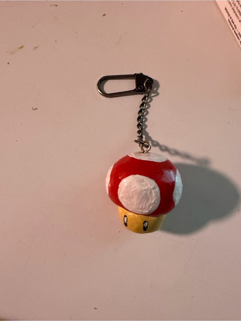 Red & White Mushroom Keychain - Cute Yellow Stem